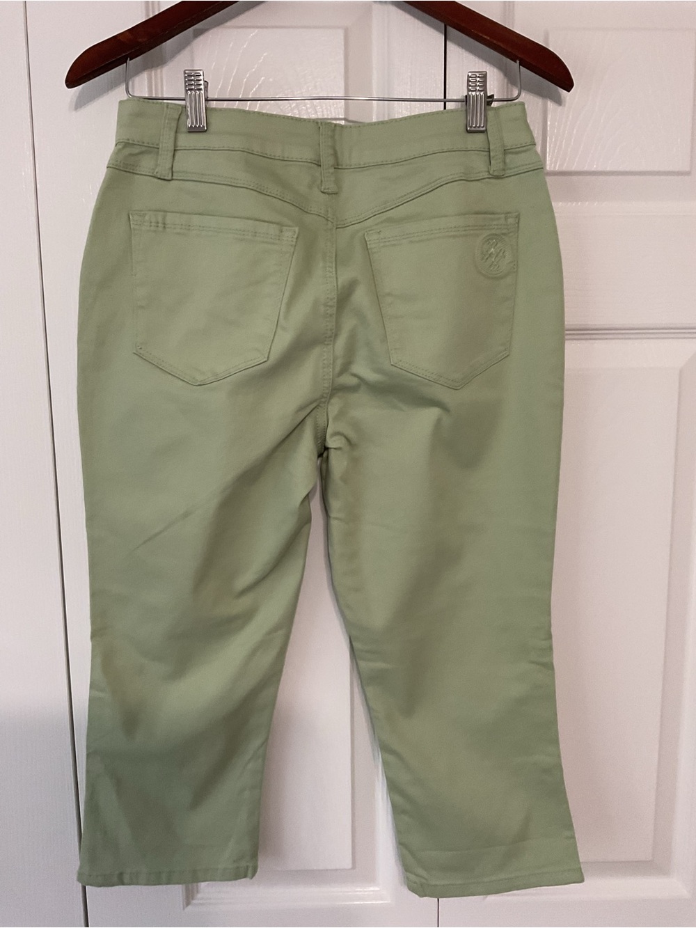 Laurie Felt Women’s Light Green Capri Jeans with Ankle Zips - Picture 2 of 6